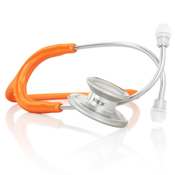 MDF® MD One® - Premium Doppelkopf-Stethoskop aus rostfreiem Stahl - Silbern / Orange