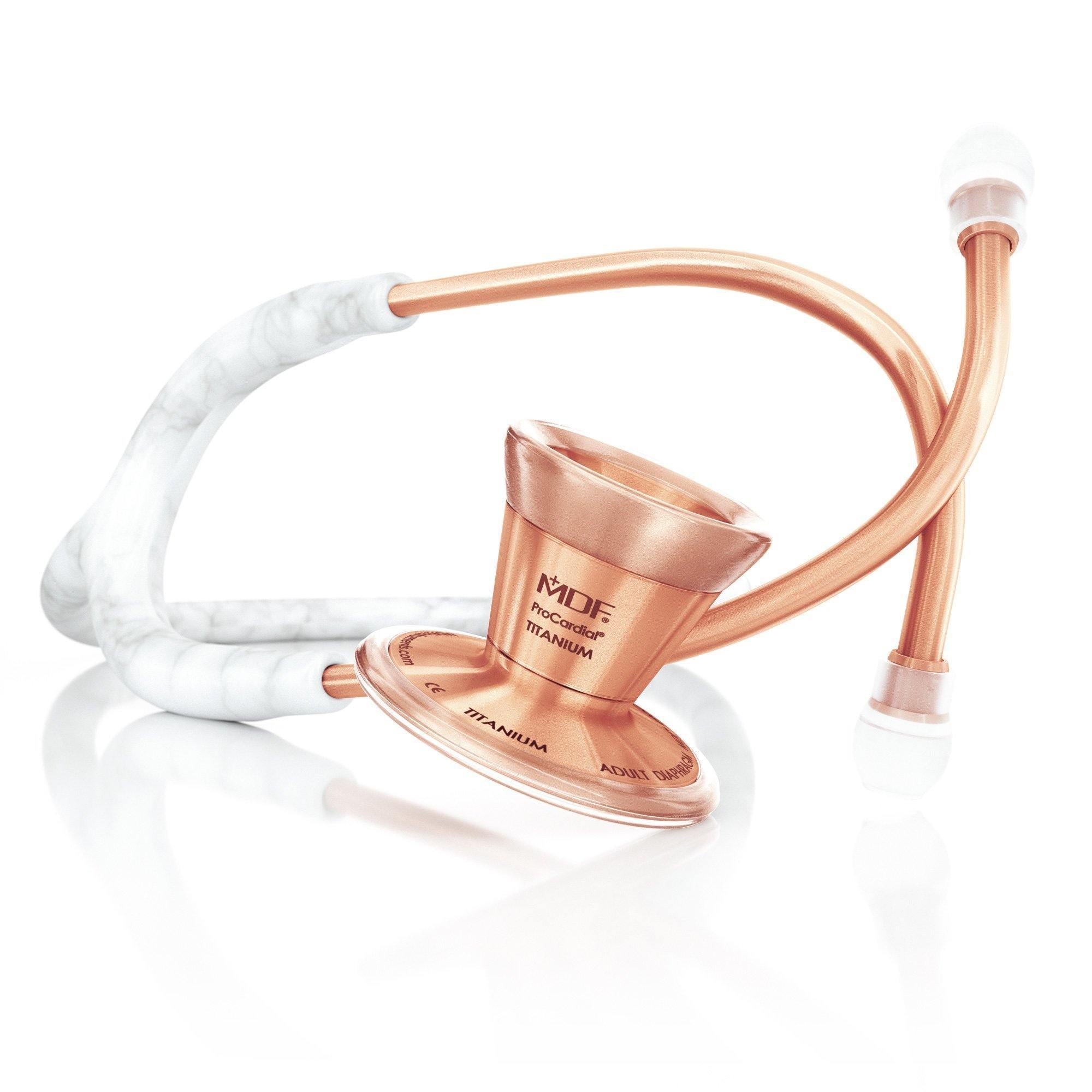 ProCardial® Titan Erwachsenen Kardiologie Stethoskope + Etui- Marble/Roségold - MDF Instruments Germany