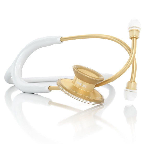 Acoustica® Erwachsene Aluminium Matte Gold Weiß Stethoskop - MDF747XPK29