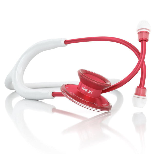 Acoustica® Erwachsene Aluminium Rot Weiß Stethoskop - MDF747XPR29