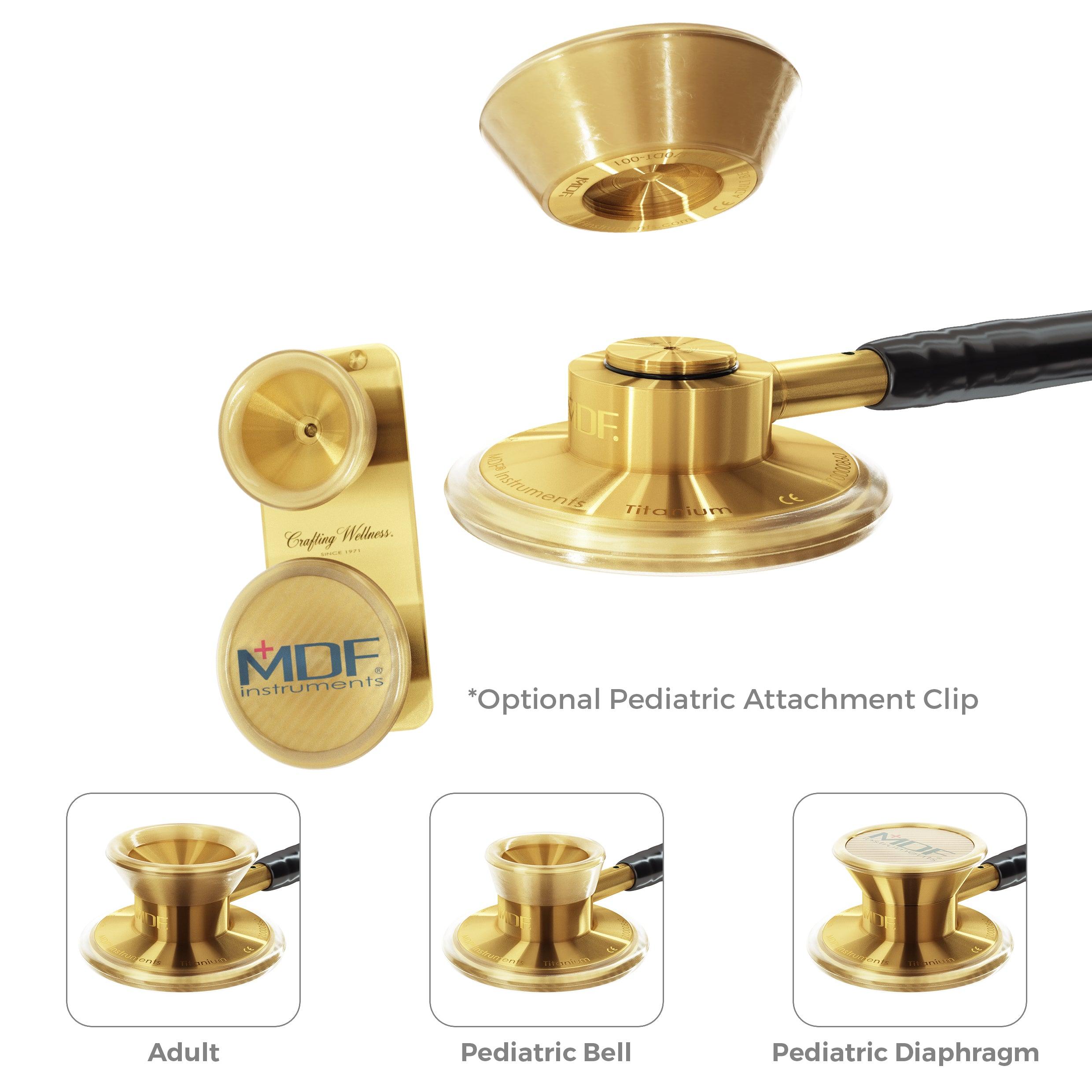 Pädiatrieaufsatz mit Clip - für MD ONE Epoch Titan-Stethoskop - Gold - Offizielle Website von MDF Instruments Germany