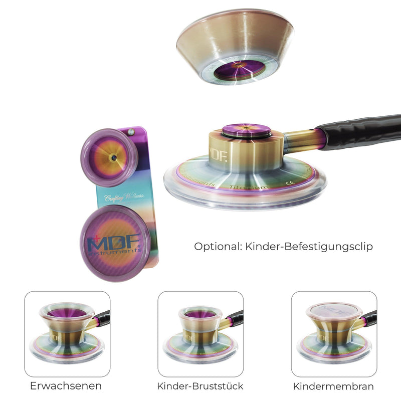 Pädiatrieaufsatz mit Clip - für MD ONE Epoch Titan-Stethoskop - Kaleidoskop - Offizielle Website von MDF Instruments Germany