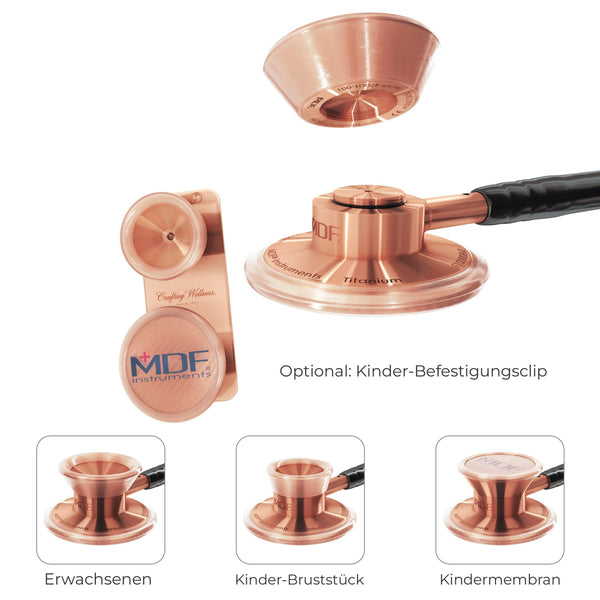 Pädiatrieaufsatz mit Clip - für MD ONE Epoch Titan-Stethoskop - Roségold - Offizielle Website von MDF Instruments Germany