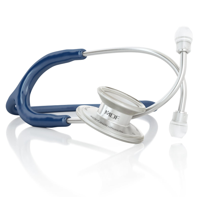 MDF® MD One® - Premium Doppelkopf-Stethoskop aus rostfreiem Stahl - Silbern / Marineblau