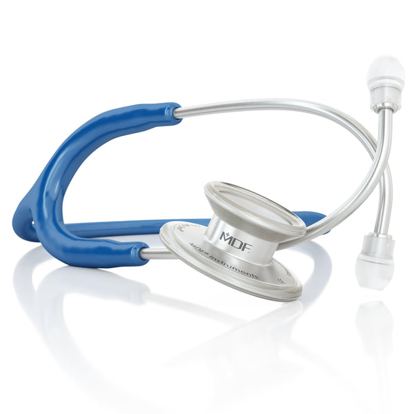 MDF® MD One® - Premium Doppelkopf-Stethoskop aus rostfreiem Stahl - Silbern / Königsblau