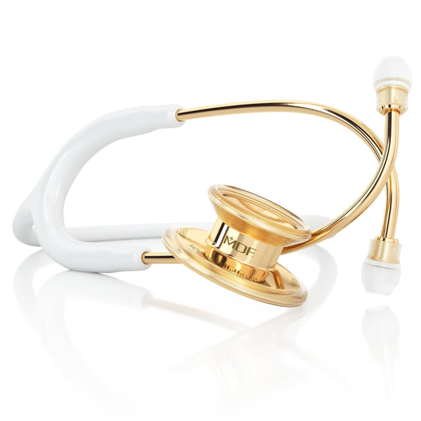 MDF® MD One® - Premium Doppelkopf-Stethoskop aus rostfreiem Stahl - Gold / Weiß