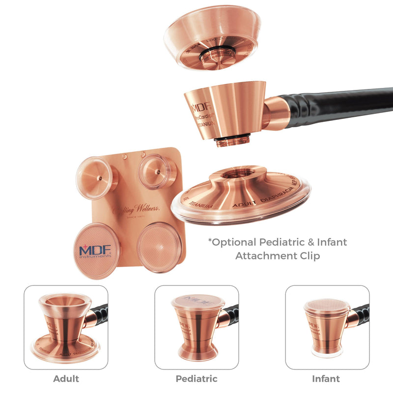 Aufsätze für Kinder und Neugeborene mit Clip - für MDF ProCardial Titan-Stethoskop - Roségold - Offizielle Website von MDF Instruments Germany