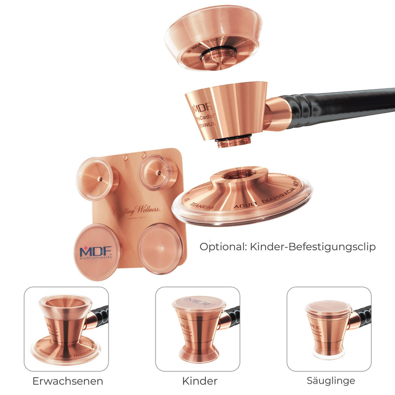 Aufsätze für Kinder und Neugeborene mit Clip - für MDF ProCardial Titan-Stethoskop - Roségold - Offizielle Website von MDF Instruments Germany