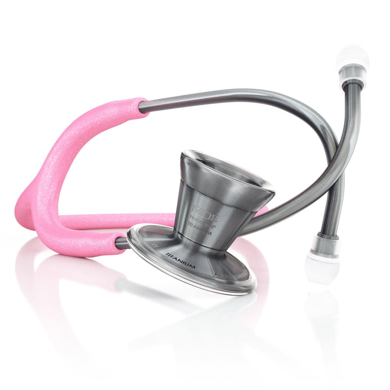 ProCardialå¨ Titanium Cardiology Stethoscope - Light Pink Glitter/Metalika - MDF Instruments Official Store - No - Stethoscope