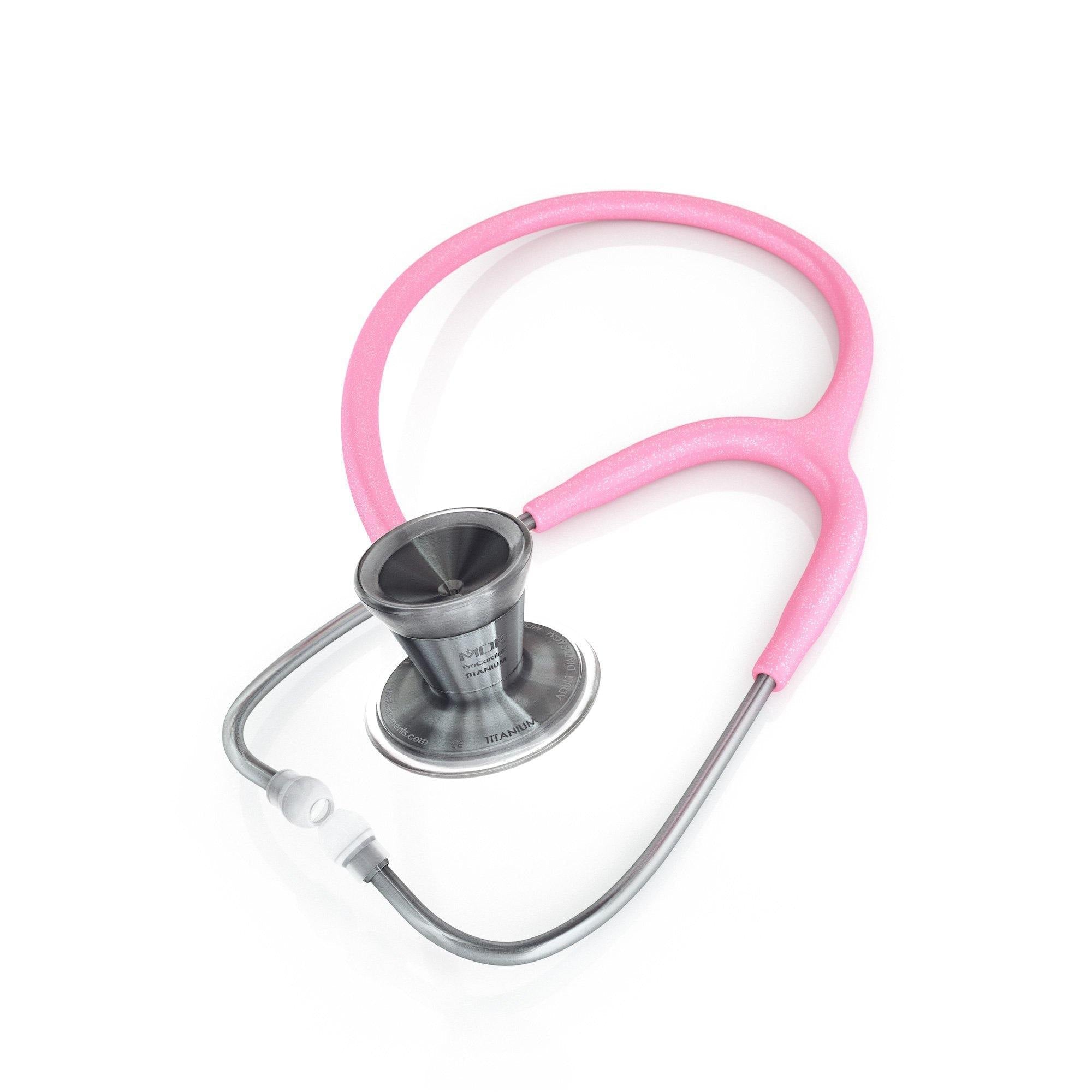 ProCardialå¨ Titanium Cardiology Stethoscope - Light Pink Glitter/Metalika - MDF Instruments Official Store - Stethoscope