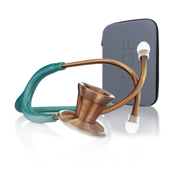 ProCardial® Titan Erwachsenen Kardiologie Stethoskop +Etui- Grün  Glitzer/Cyprium