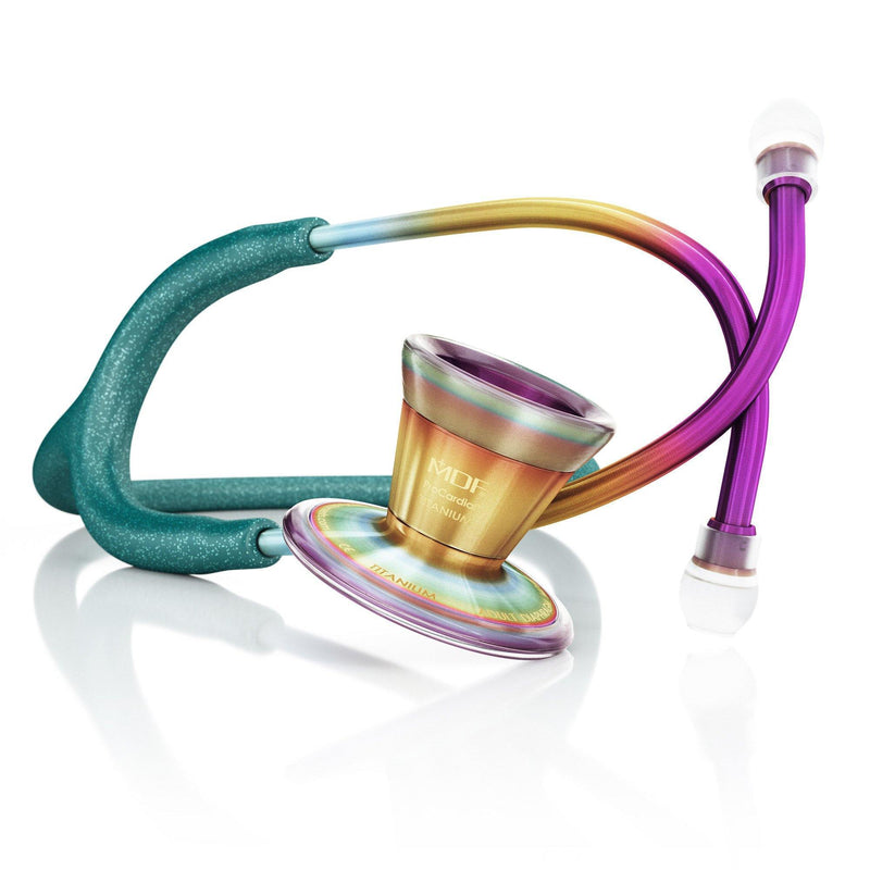 ProCardialå¨ Titanium Cardiology Stethoscope - Green Glitter/Kaleidoscope - MDF Instruments Official Store - No - Stethoscope
