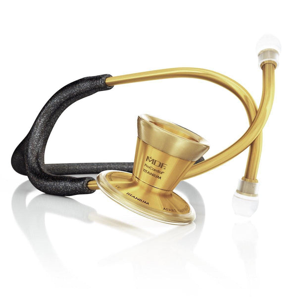 ProCardialå¨ Titanium Cardiology Stethoscope - Black Glitter/Gold - MDF Instruments Official Store - No - Stethoscope