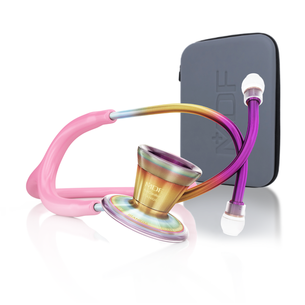ProCardial® Titan Erwachsenen  Kardiologie Stethoskope  + Etui - Hellrosa/Kaleidoskop