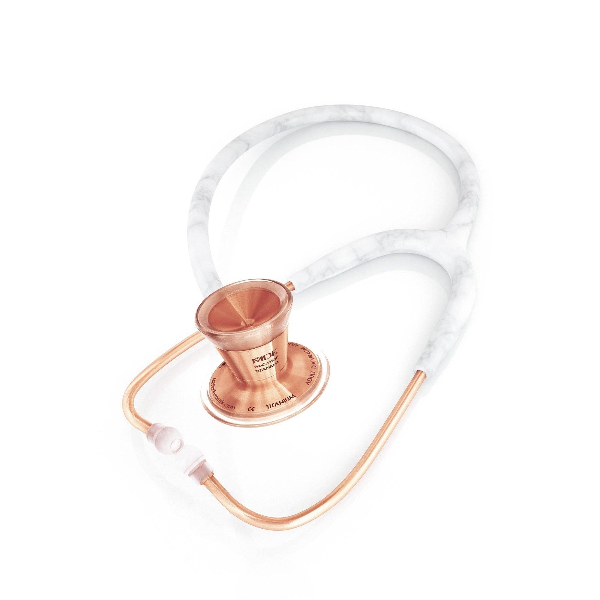 ProCardial® Titan Erwachsenen  Kardiologie Stethoskope  + Etui- Marble/Roségold - MDF Instruments Germany