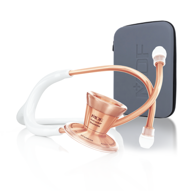 ProCardial® Titan Kardiologie  Stethoskop +Etui - Weiß/ Roségold