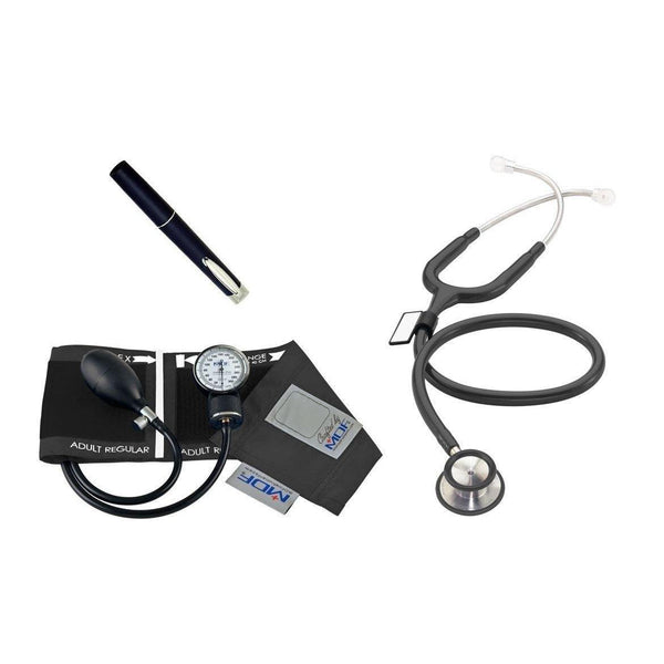 MDF® MD One® Stethoskop, MDF® Calibra® Aneroid Blutdruckmessgerät, MDF® POCKET iLLUMiNATOR™ Berufsdiagnose Penlight - Schwarz