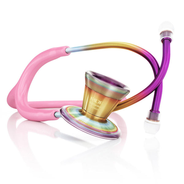 ProCardial® Titan Erwachsenen  Kardiologie Stethoskope  + Etui - Hellrosa/Kaleidoskop