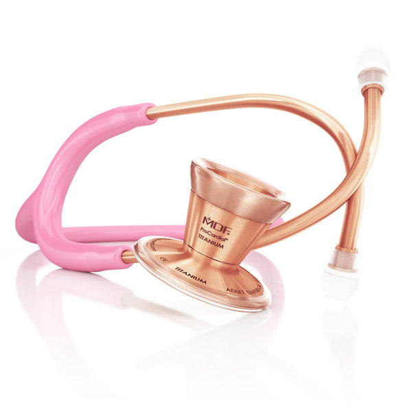 ProCardial® Titan Erwachsenen Kardiologie Stethoskop + Etui - hellrosa/Roségold